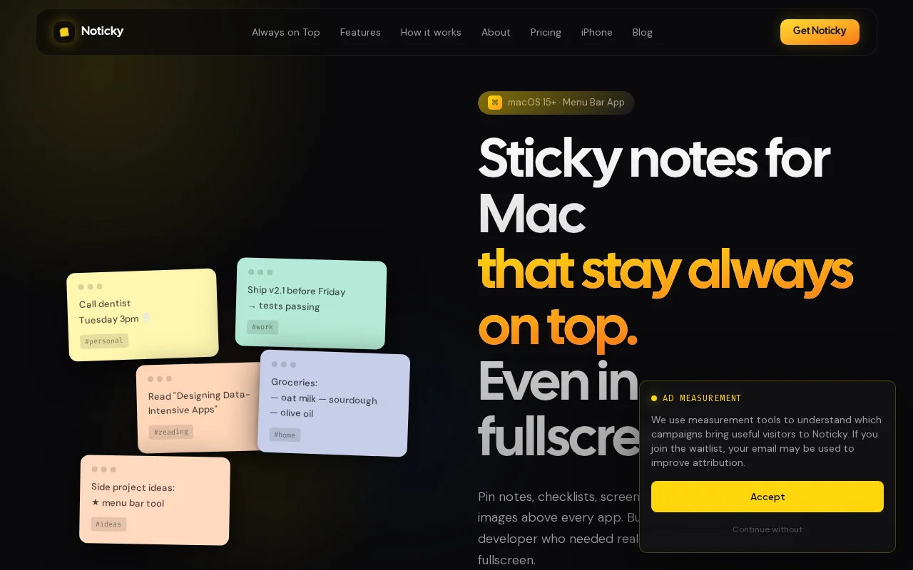 Sticky notes that disappear from screen sharing