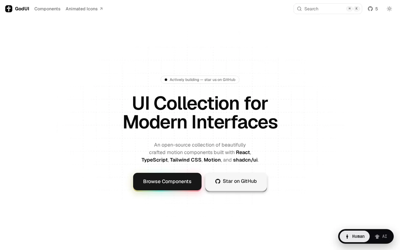 GodUI – Open-source React components with a shared motion system