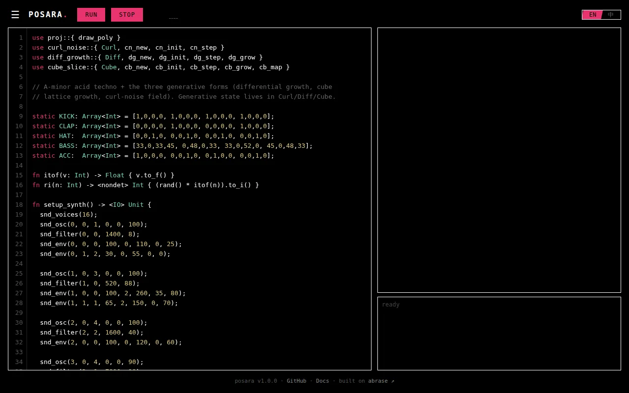 Posara: A Visual-Audio Engine Now on Web