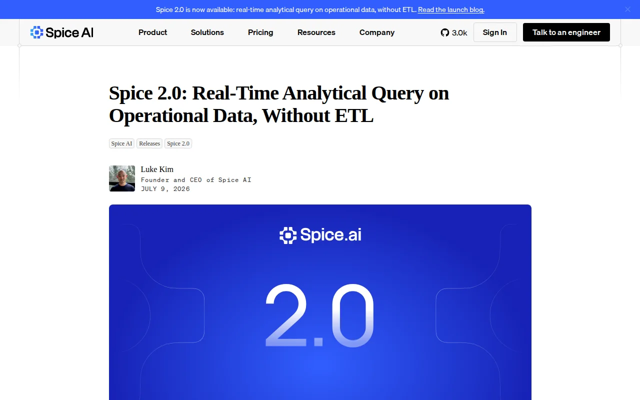 Spice 2.0 – Real-Time Analytical Query on Operational Data, Without ETL