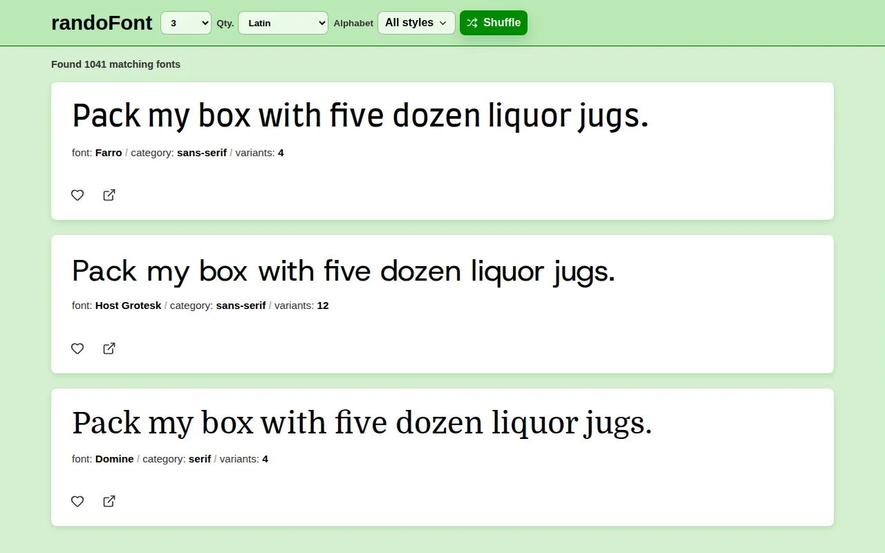 RandoFont, a browser for Google Fonts