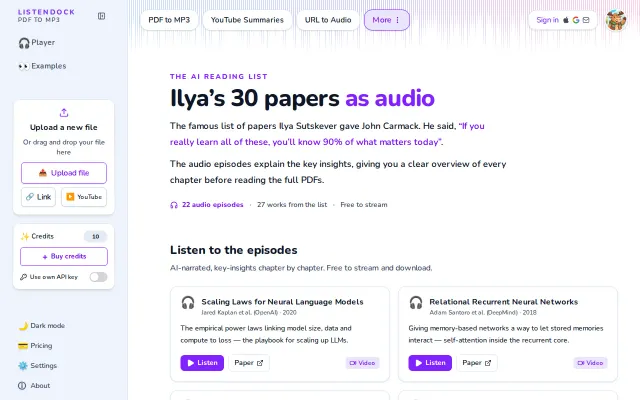 Ilya's 30 papers, explained in audio