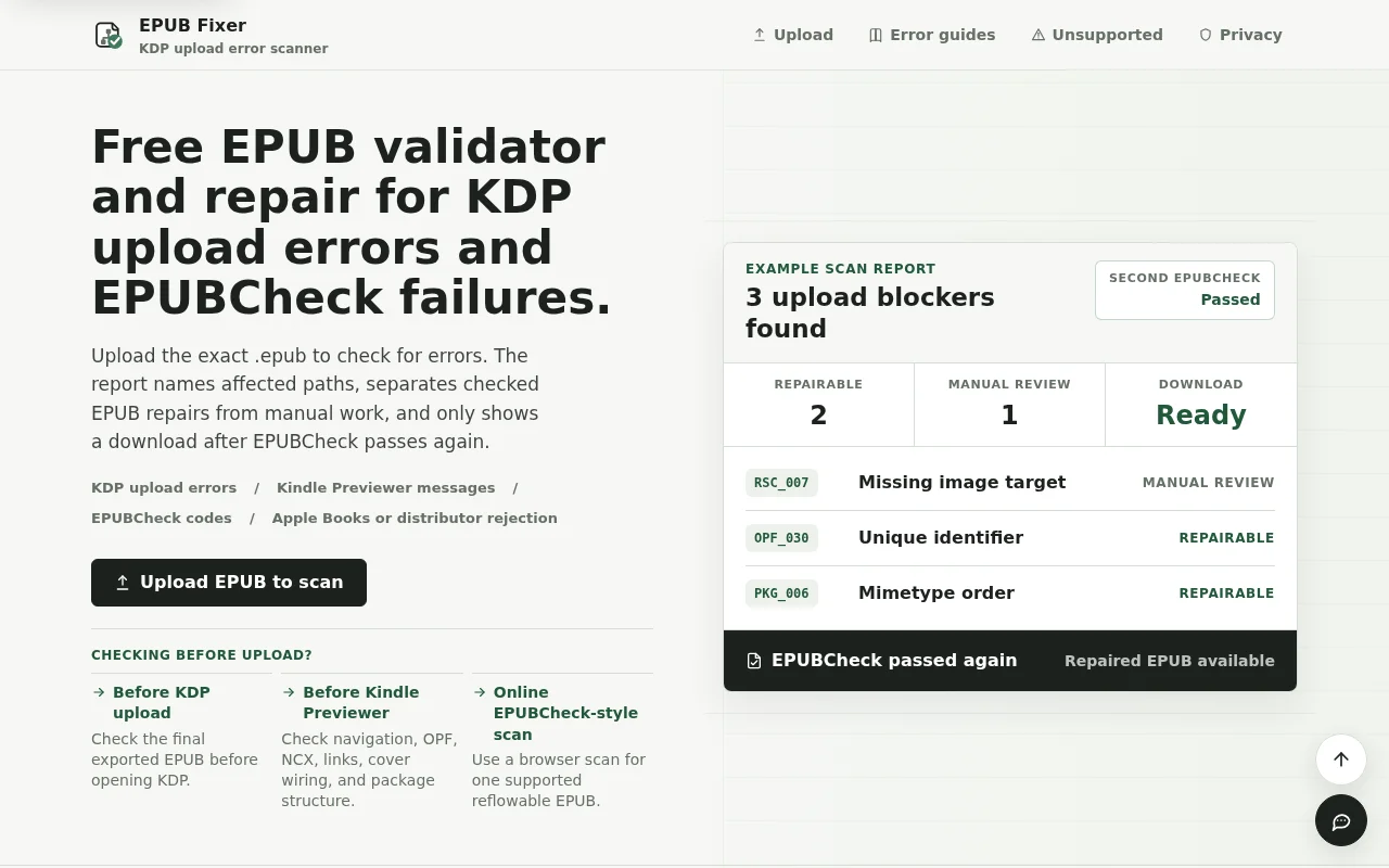 ePub Fixer – repair a narrow set of EPUBCheck errors