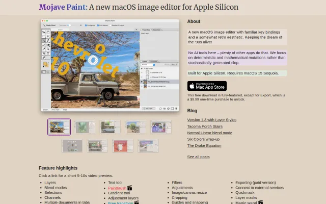 Mojave Paint for macOS, edit images like it's 1999