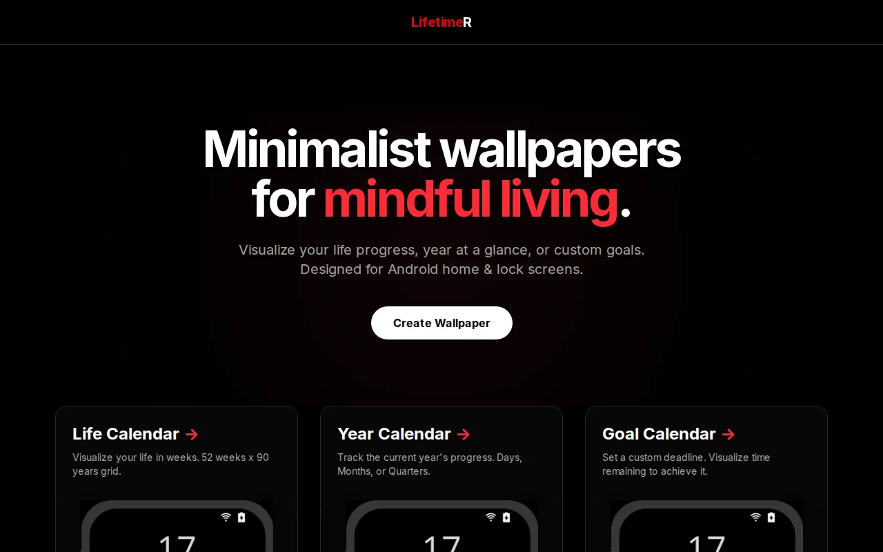LifetimeR–A memento mori wallpaper generator (life,year,goal calendars)