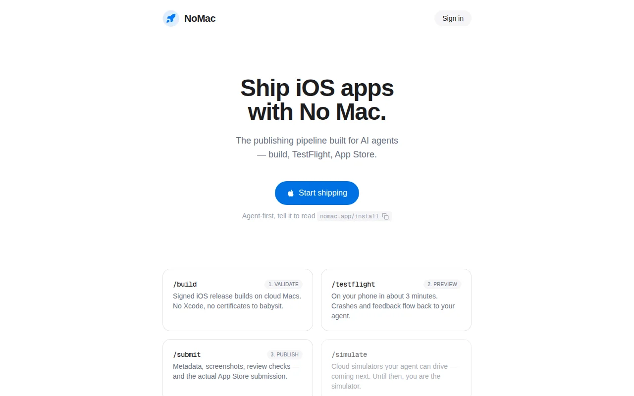 NoMac – let your AI agent ship iOS apps without a Mac