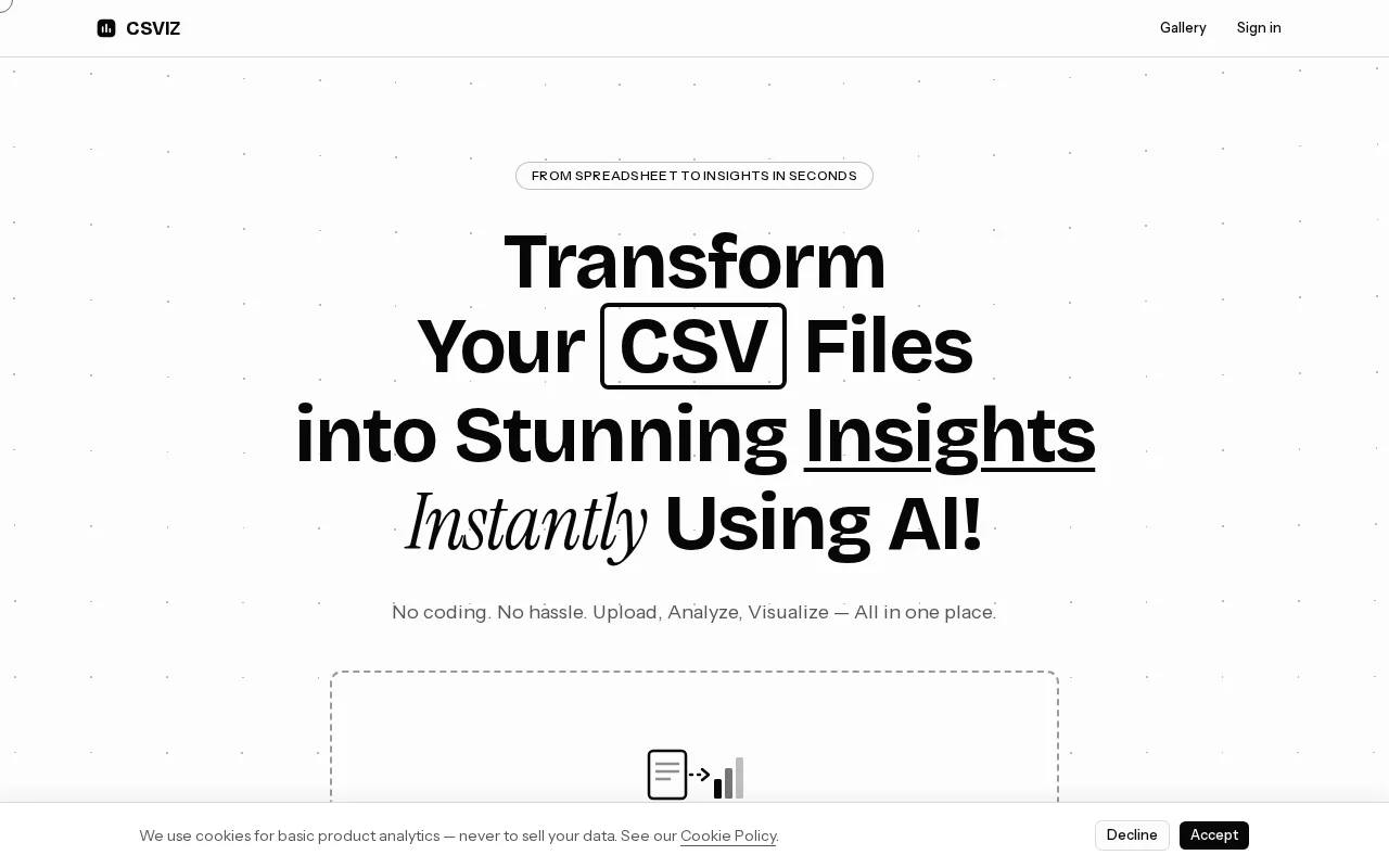 Csviz – turn a CSV into a shareable dashboard, not a chat reply