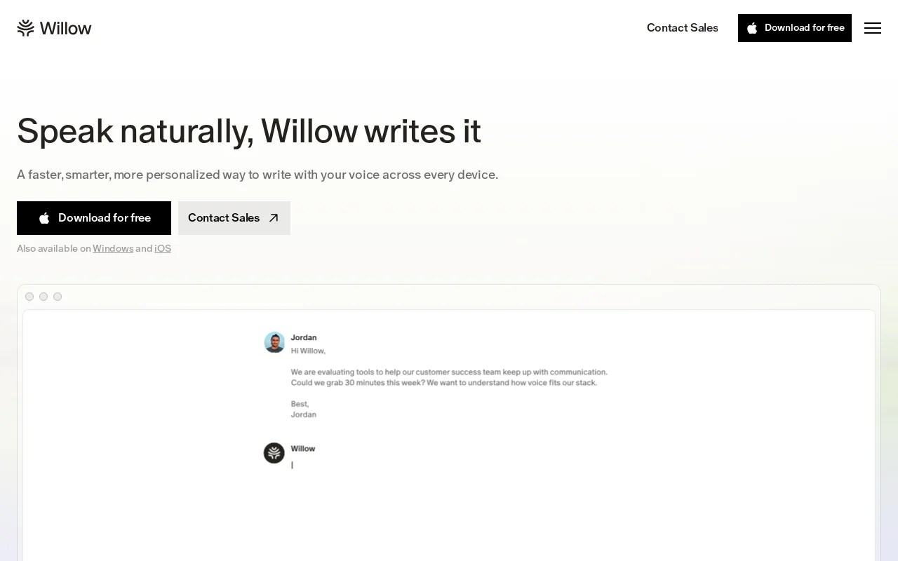 Willow Voice – Free AI Dictation