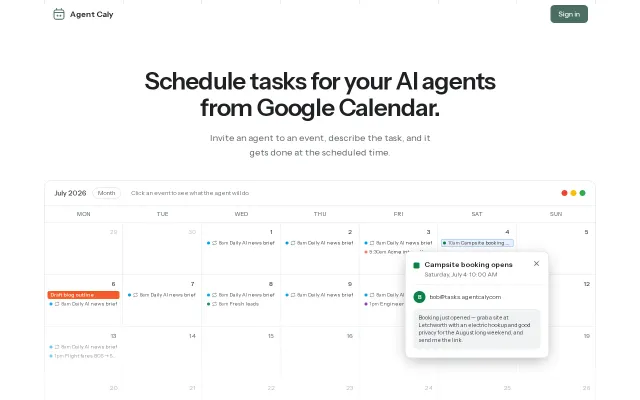 Schedule tasks for your AI agents from Google Calendar