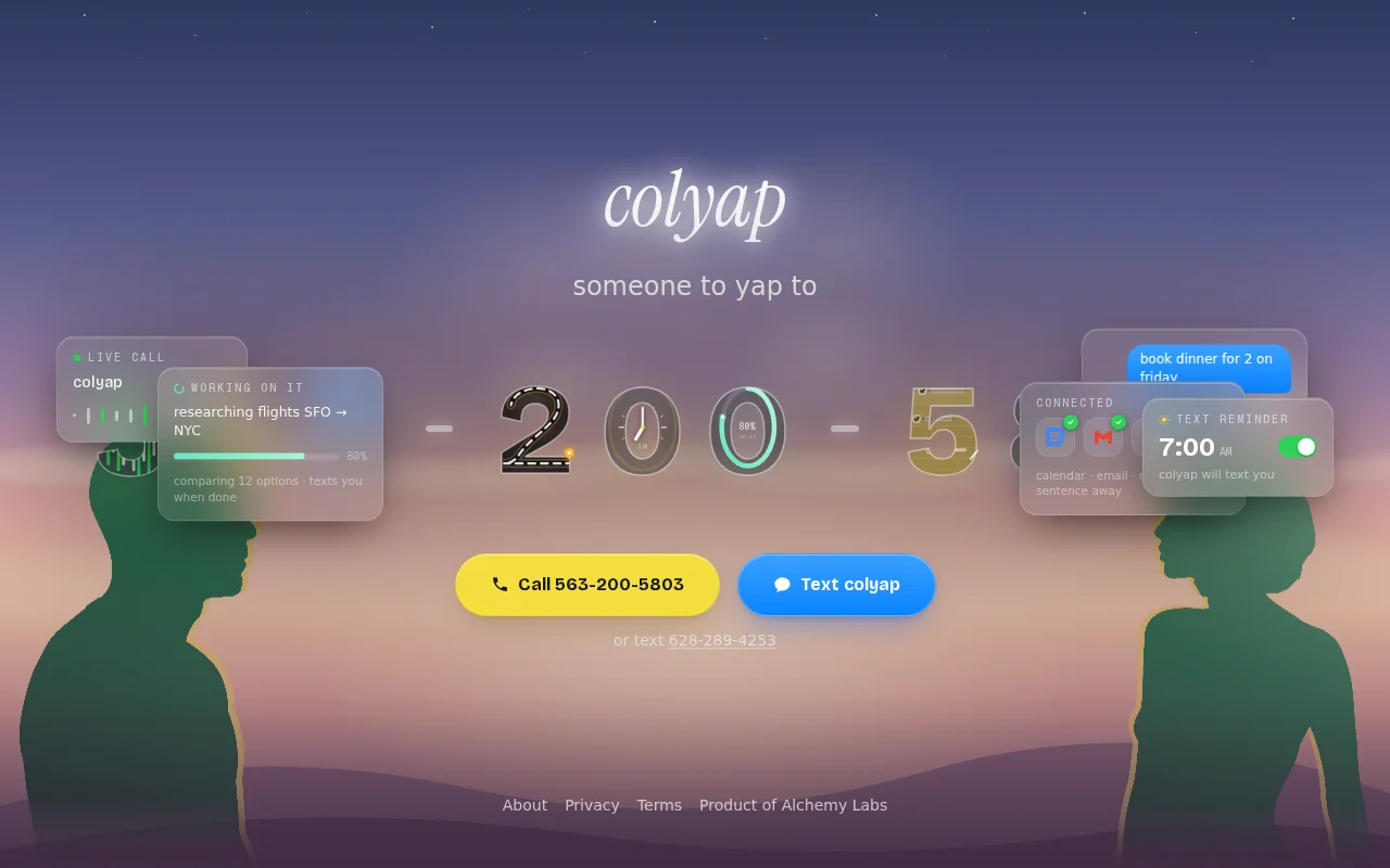 Colyap – AI friend you can call and text