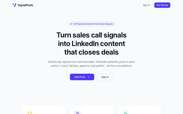 SignalPosts – turns sales call transcripts into LinkedIn posts