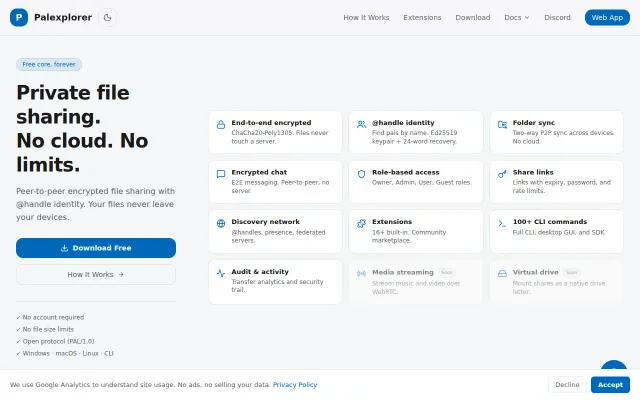 PalExplorer – peer-to-peer file sharing with no central server