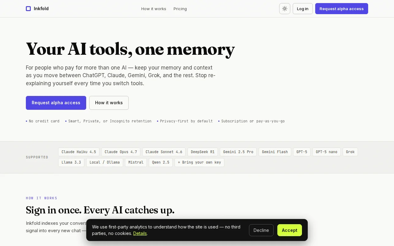 Inkfold – workspace across multiple AI providers with shared memory