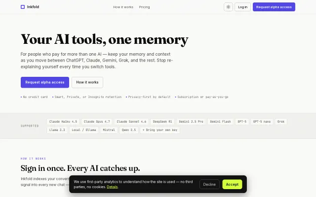 Inkfold – workspace across multiple AI providers with shared memory