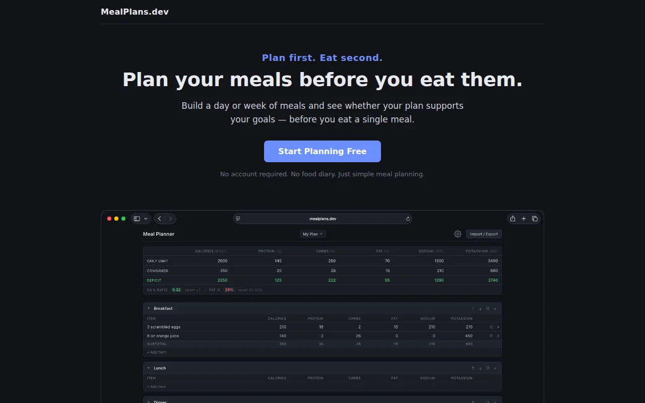 MealPlans.dev