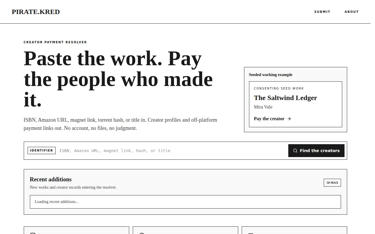 Pirate.kred – Tipjar DNS for Pirates to pay authors