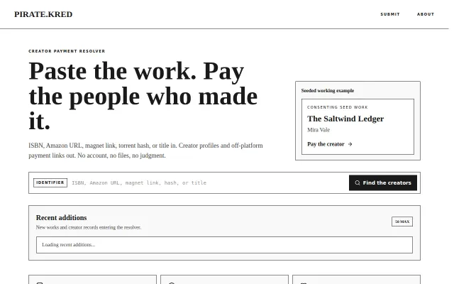 Pirate.kred – Tipjar DNS for Pirates to pay authors