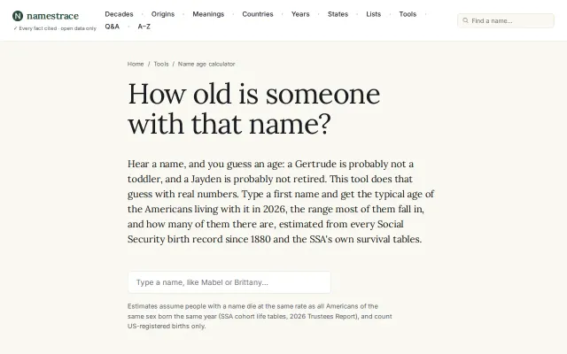 How old is someone named Gertrude? SSA data says 80