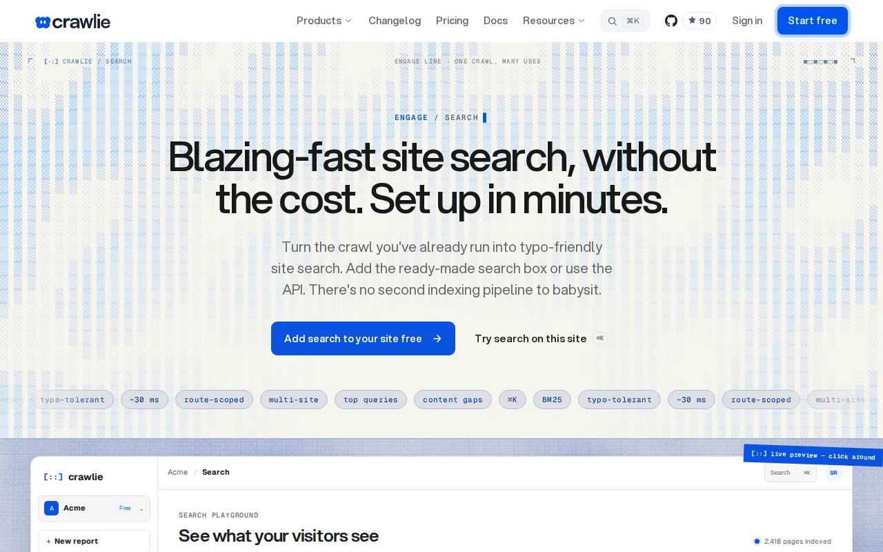 Crawlie Search – Rust powered 12x cheaper site search than Algolia