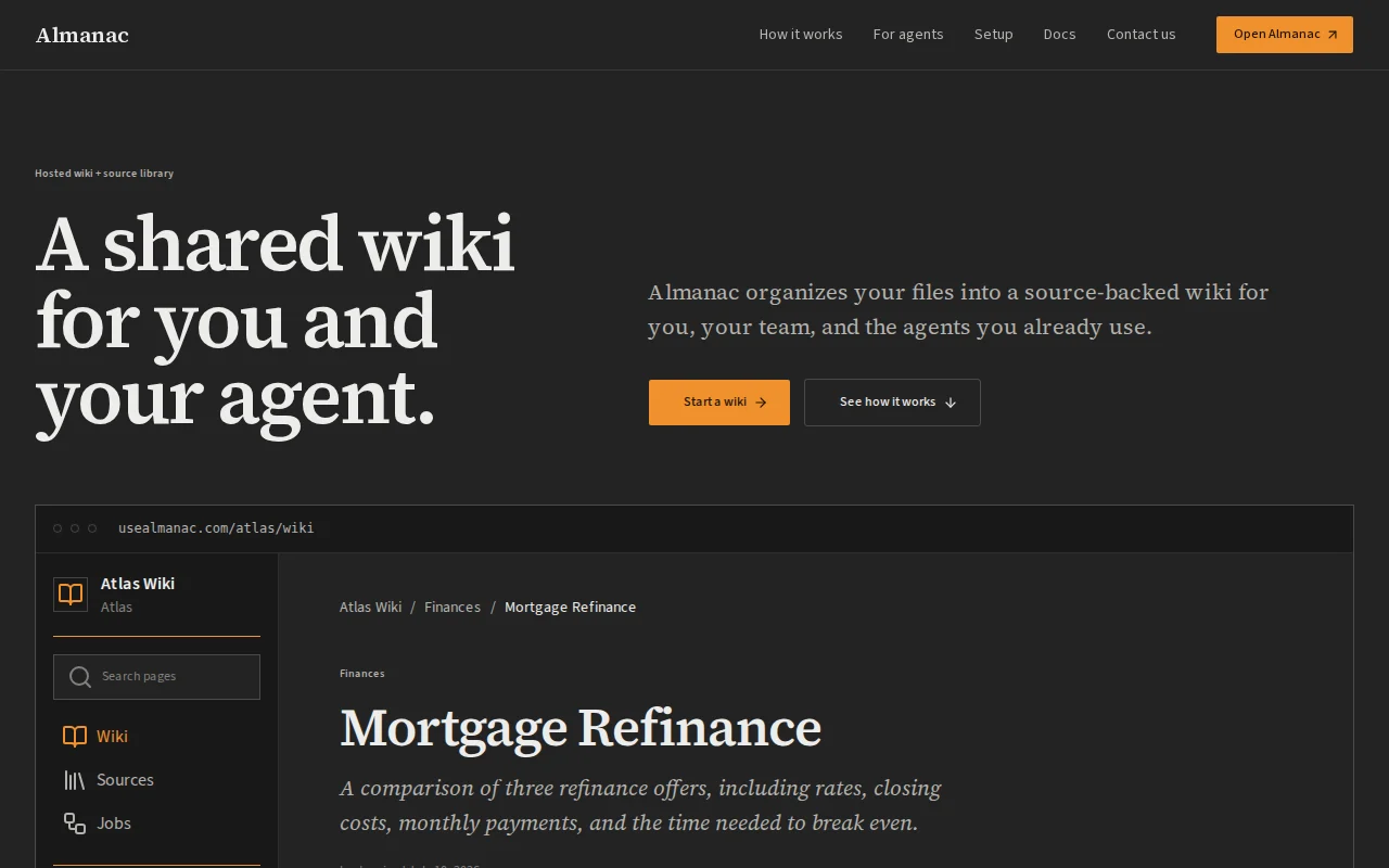 Almanac – A self-updating wiki from your files