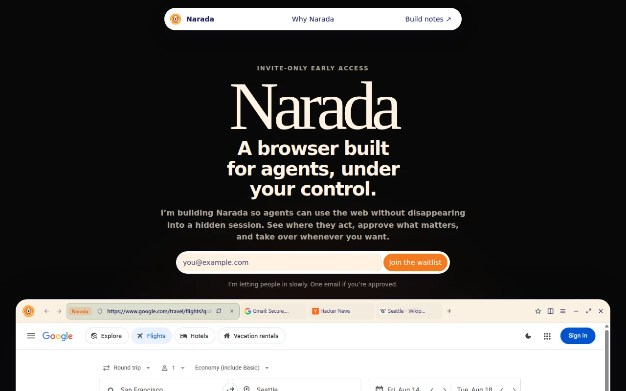Narada – a browser built for agents, under your control