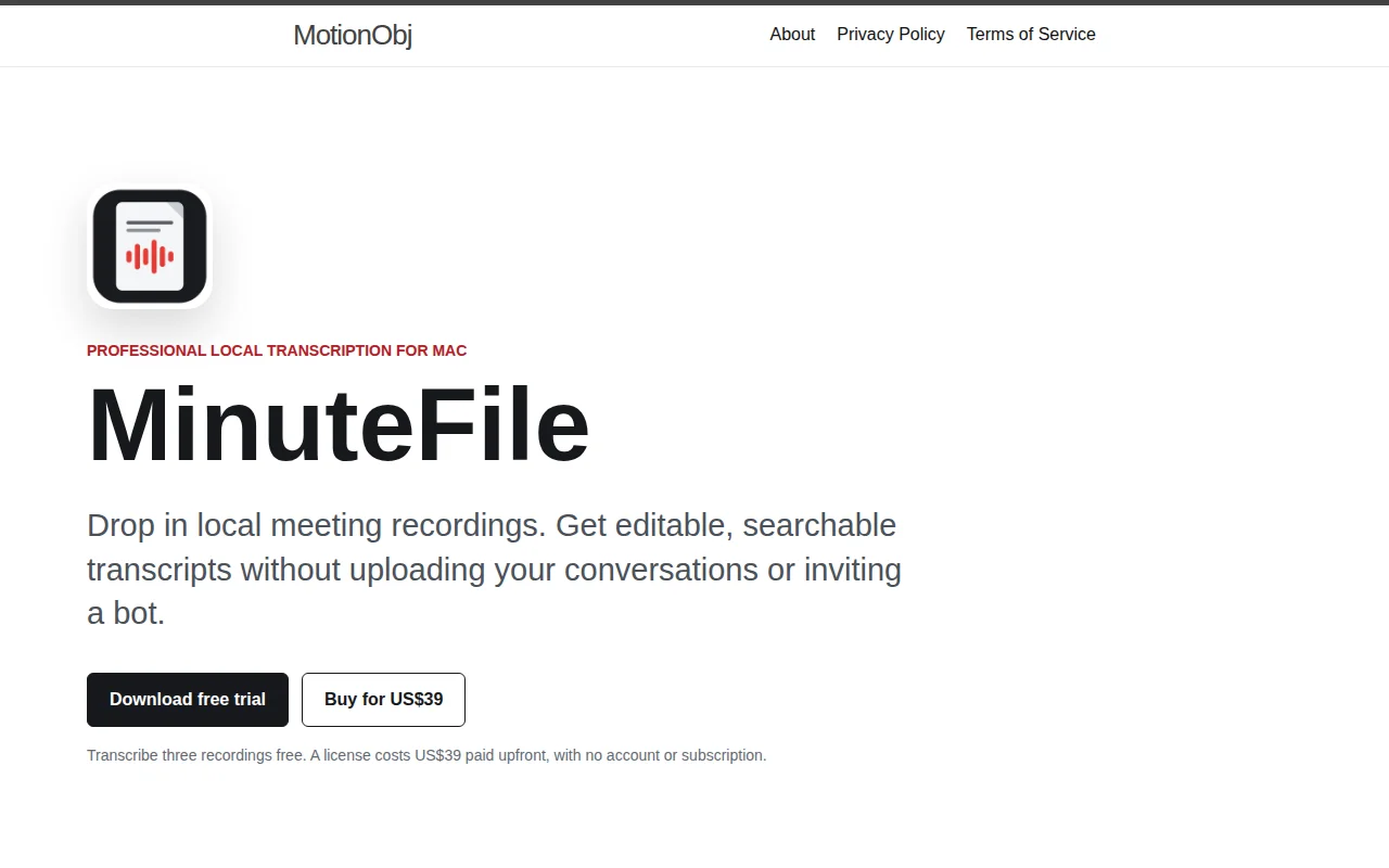 Turn meeting recordings into searchable transcripts. All local