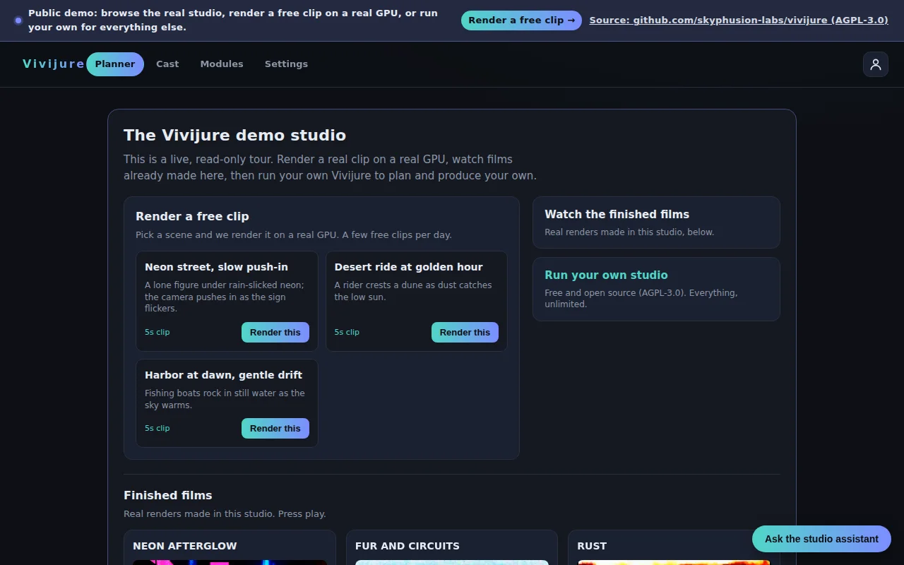 OSS Web Based AI Video Studio (Vivijure)