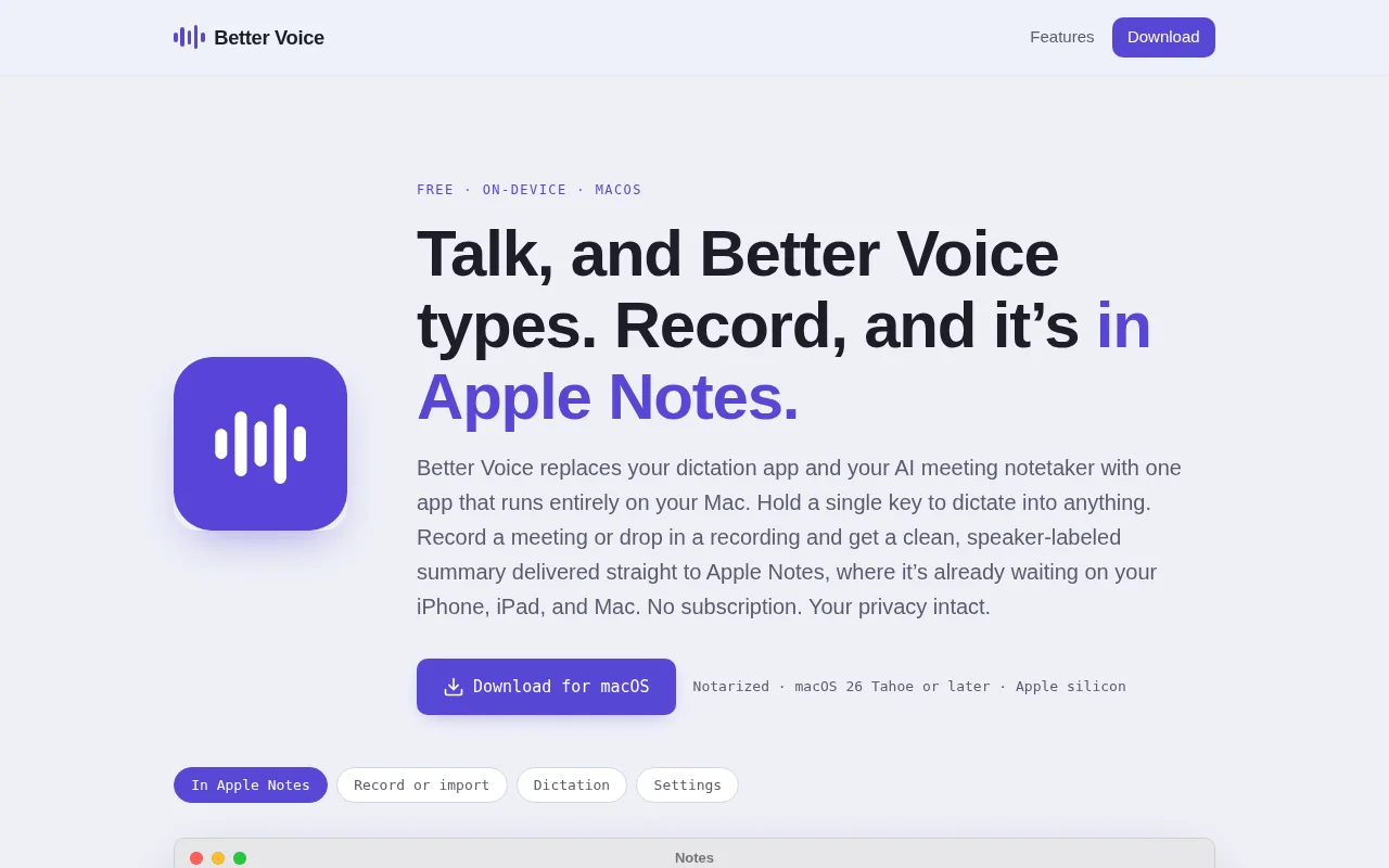 Free on Device Meetings Summaries Right to Apple Notes