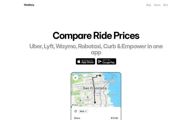 Hackney – Compare Uber, Lyft, Waymo, and Robotaxi Prices