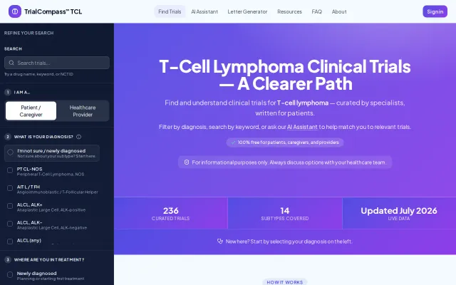 TrialCompass – Patient friendly clinical trial finder for blood cancer