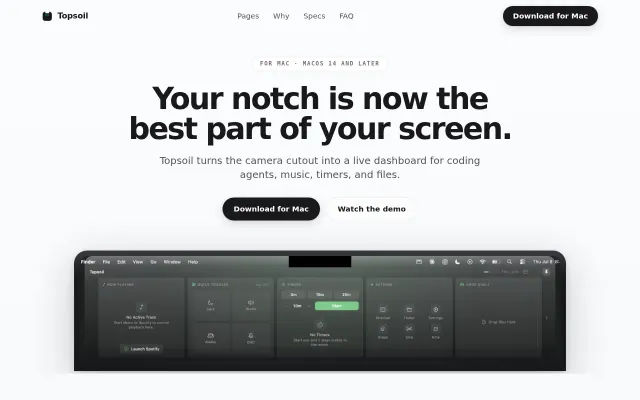 Topsoil – I turned my MacBook's notch into a dashboard for coding agent