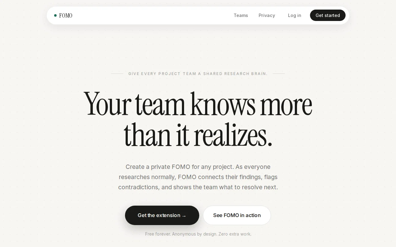 FOMO – a browser extension that tells your team what they're missing