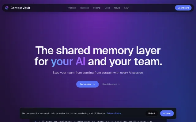 ContextVault – Shared memory layer for your AI and your team