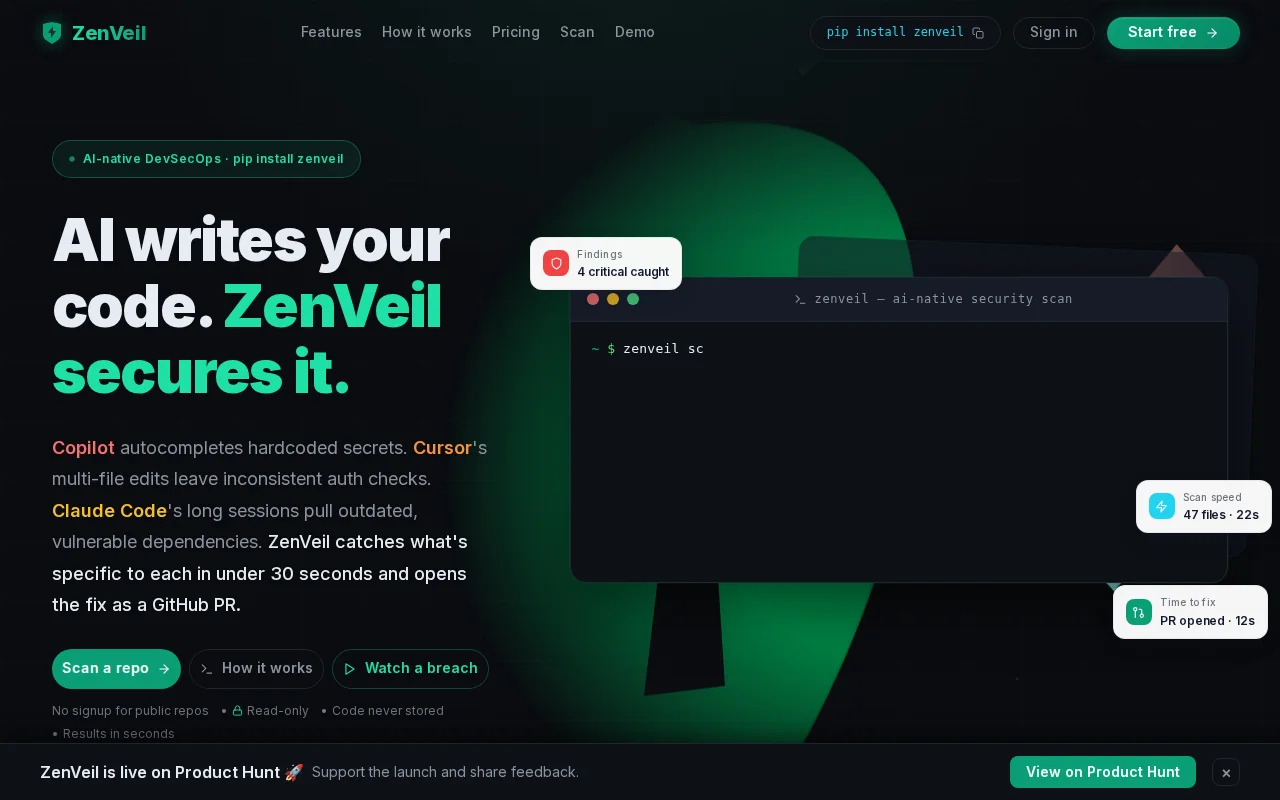 Zenveil-Security scanning for AI-generated code