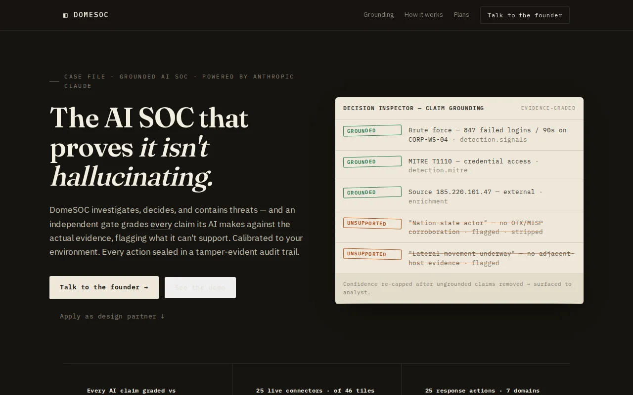 An autonomous SOC built to refuse causation it can't prove