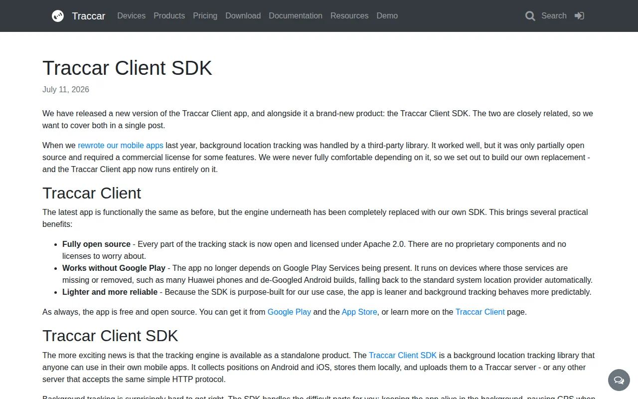 Open-source background location tracking SDK for Android and iOS