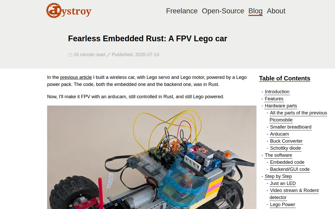 A FPV Lego car, controlled in Rust