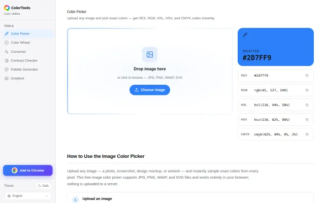 Free color tools that run entirely in the browser (no sign-up)