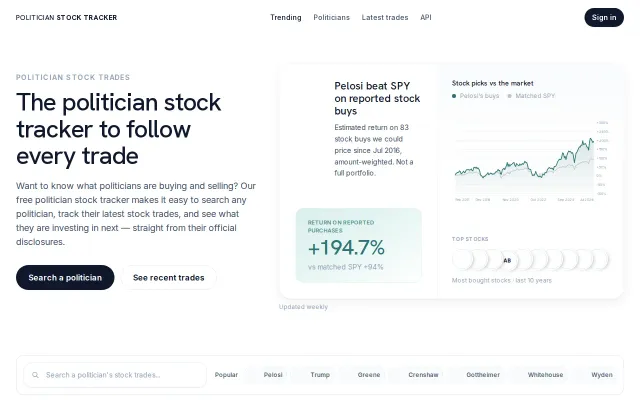I built a site to see what politicians are beating S&P 500