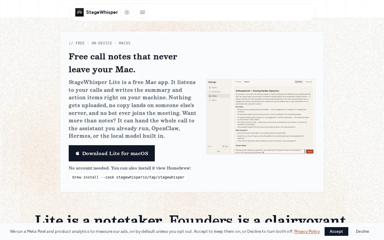 BYO AI free notetaking with optional screen reading for OpenClaw/hermes