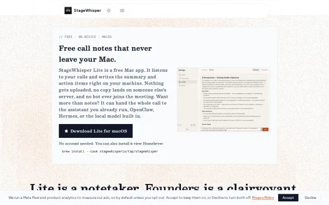 BYO AI free notetaking with optional screen reading for OpenClaw/hermes