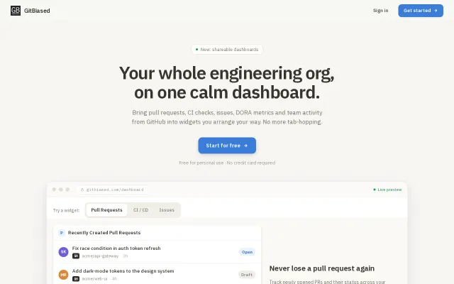 GitBiased – your team development dashboard