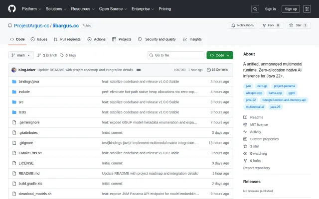Libargus:Low-latency local LLM runner via OpenJDK Panama FFM (Java 22)