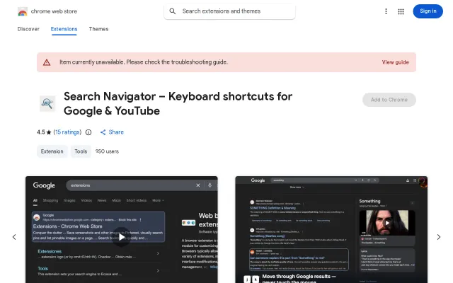 Search Navigator – Vim-style keyboard nav for Google and YouTube