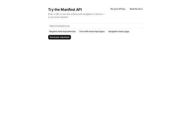 Manifest – Turn any webpage into a structured action manifest for agent