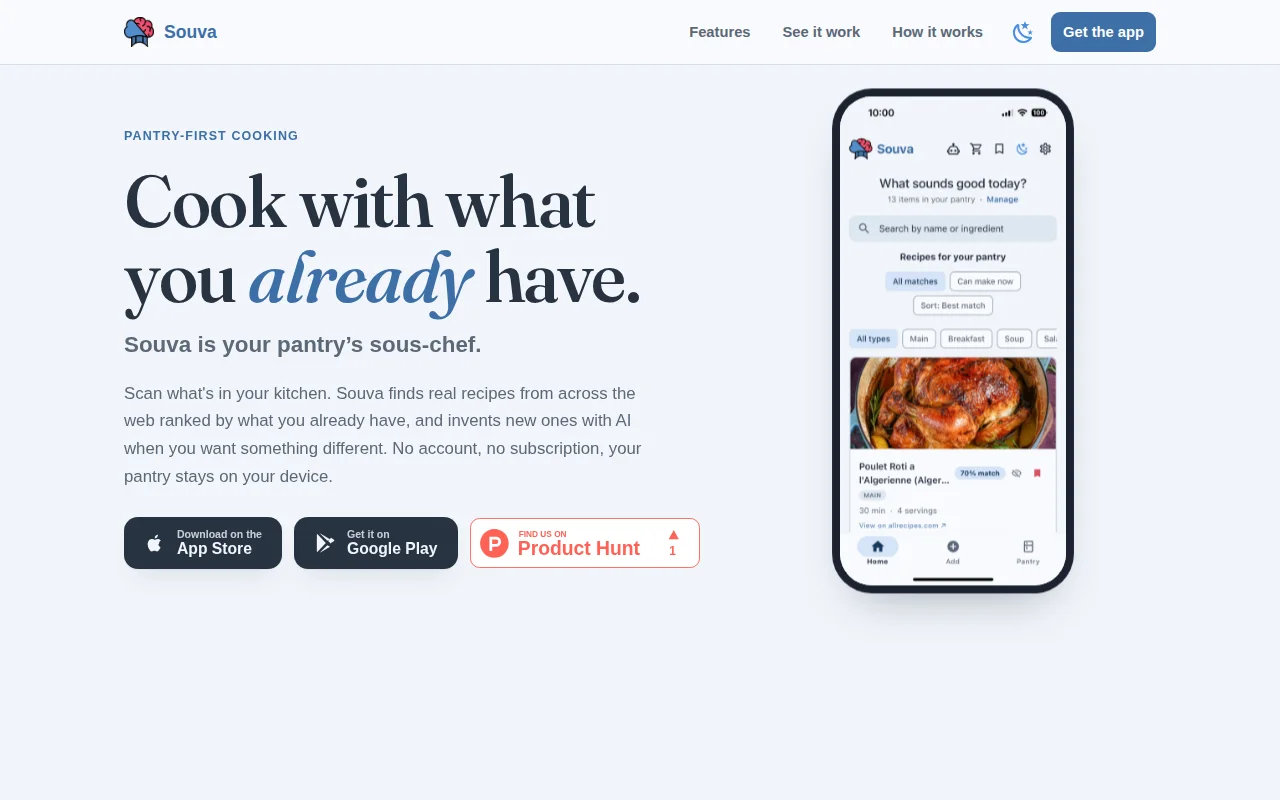 I built a free app that turns your fridge into recipes (solo dev)