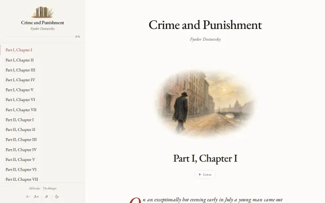 Dostoevsky's "Crime and Punishment" with an inline, spoiler aware guide