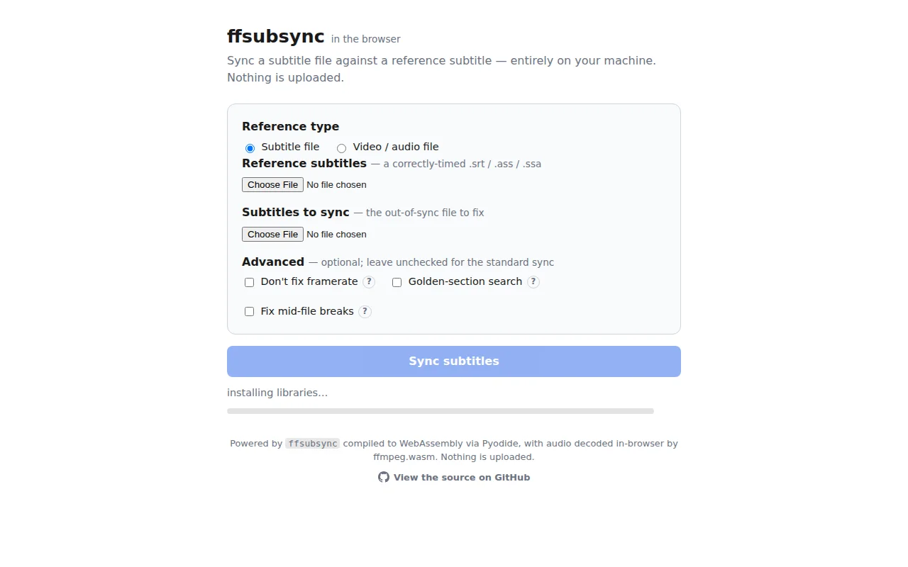 Automagically synchronize subtitles with video, in-browser clientside
