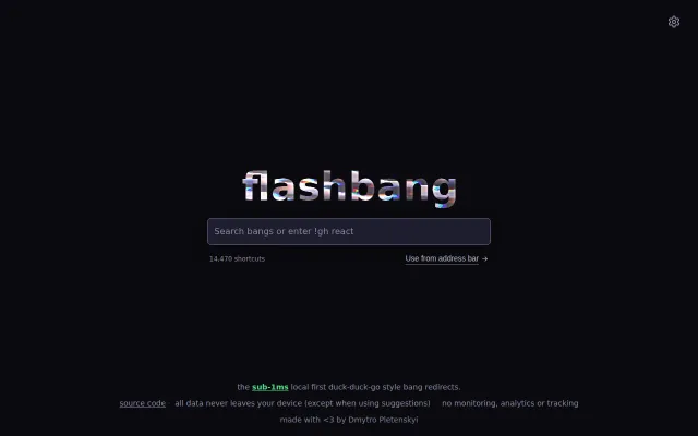 Flashbang – DuckDuckGo bangs resolved locally with a Service Worker