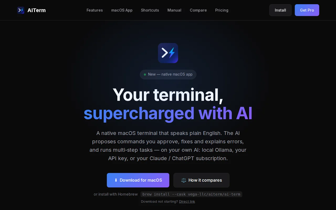 AITerm – a macOS terminal with an AI command loop and a safety gate